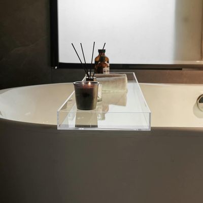 Clear Bathtub Caddy Tray, Bath Tub Tray Shelf Table, Luxury Bathroom Shower Caddy Organizer, Acrylic
