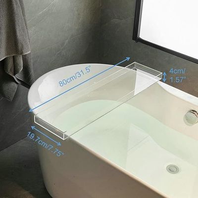 Clear Bathtub Caddy Tray, Bath Tub Tray Shelf Table, Luxury Bathroom Shower Caddy Organizer, Acrylic
