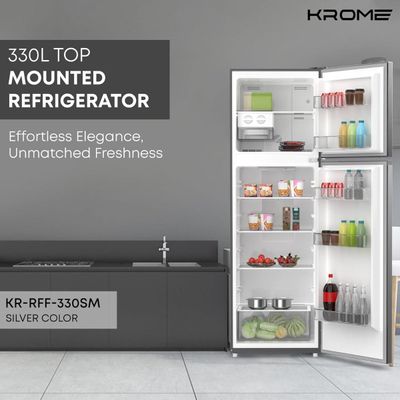 Krome 330L Double Door Top Mounted Refrigerator |KR-RFF330SM