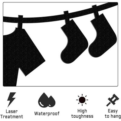 Wooden Wall Art With Self Adhesive Base - Black (Laundry)