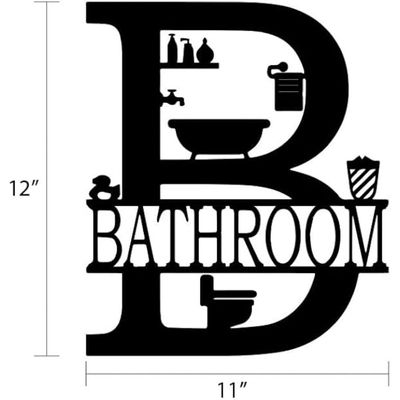 Wooden Wall Art With Self Adhesive Base - Black (Bathroom)