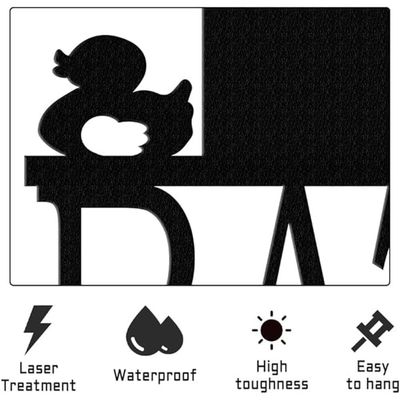 Wooden Wall Art With Self Adhesive Base - Black (Bathroom)