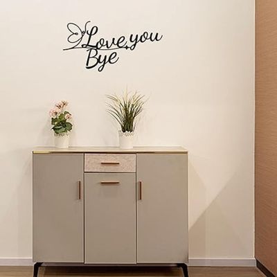 Wooden Wall Art With Self Adhesive Base - Black (Love You Bye)