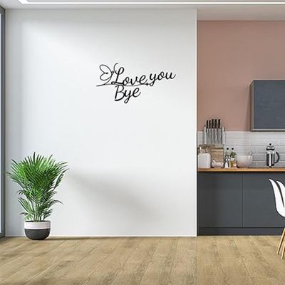 Wooden Wall Art With Self Adhesive Base - Black (Love You Bye)