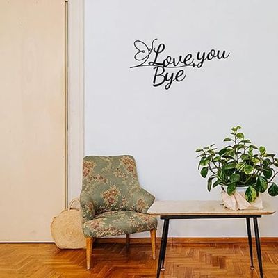 Wooden Wall Art With Self Adhesive Base - Black (Love You Bye)