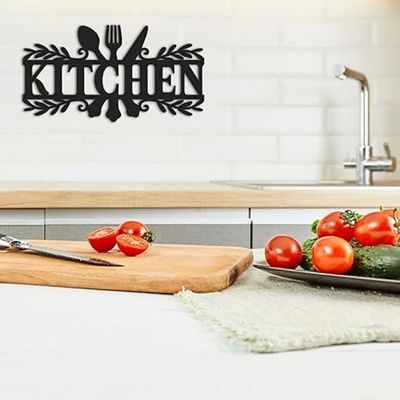 Wooden Wall Art With Self Adhesive Base - Black (Kitchen)