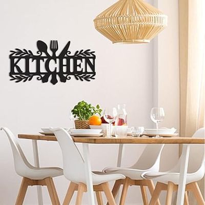 Wooden Wall Art With Self Adhesive Base - Black (Kitchen)