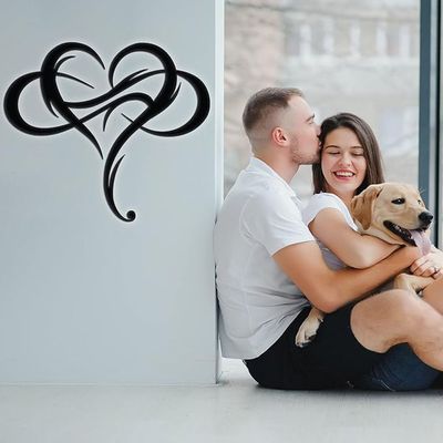 Wooden Wall Art With Self Adhesive Base - Black (Infinity Heart - Pack of 3)