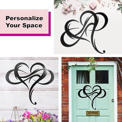 Wooden Wall Art With Self Adhesive Base - Black (Infinity Heart - Pack of 3)