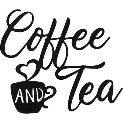 Wooden Wall Art With Self Adhesive Base - Black (Coffee And Tea)