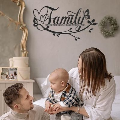 Wooden Wall Art With Self Adhesive Base - Black (Family)