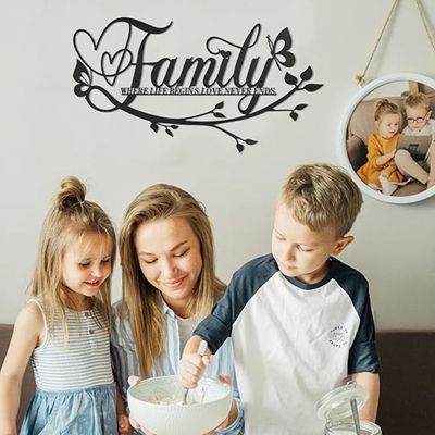 Wooden Wall Art With Self Adhesive Base - Black (Family)