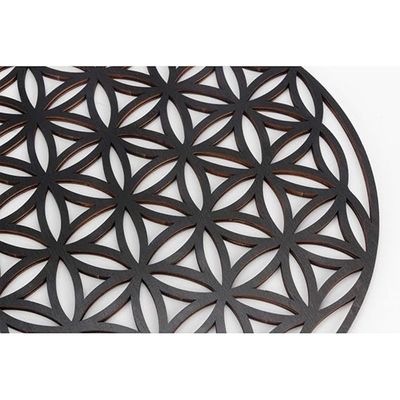 Wooden Wall Art With Self Adhesive Base - Black (Flower Of Life)