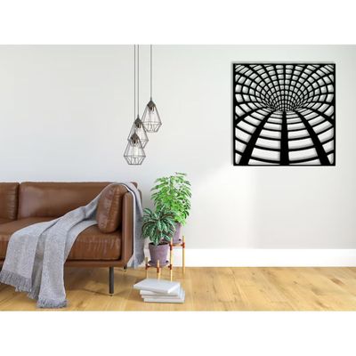Wooden Wall Art With Self Adhesive Base - Black (3D Illusion - Rabbit Hole)