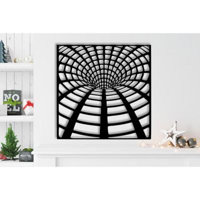 Wooden Wall Art With Self Adhesive Base - Black (3D Illusion - Rabbit Hole)