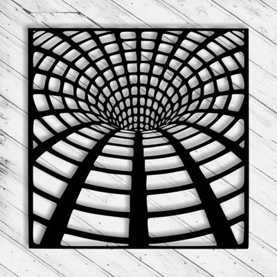 Wooden Wall Art With Self Adhesive Base - Black (3D Illusion - Rabbit Hole)