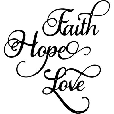 Wooden Wall Art With Self Adhesive Base - Black (Faith, Hope, Love)