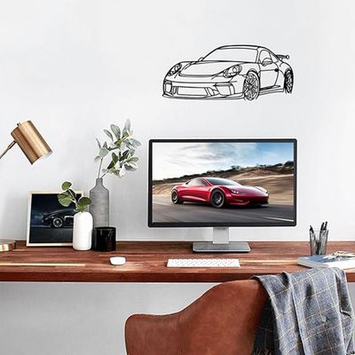 Wooden Wall Art With Self Adhesive Base - Black (Porsche Car)