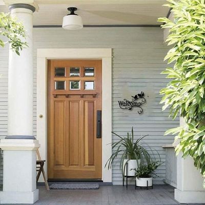 Wooden Wall Art With Self Adhesive Base - Black (Welcome)