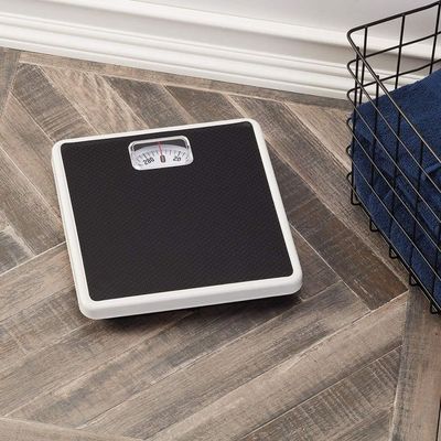 Taylor Analog Scales for Body Weight, Rotating Dial, 300 LB Capacity, Black Textured Mat with Durable Metal Platform, Easy to Clean, 10.0 x 10.0 Inches, Black