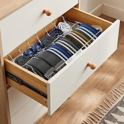 Belt Organizer, Acrylic 12 Compartments Belt Container Storage Holder, Acrylic Belt Display Storage Box, Clear Belt Display Case for Closet Tie and Bow Watch Jewelry Bracelets Ring Cosmeticâ€¦
