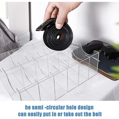 Belt Organizer, Acrylic 12 Compartments Belt Container Storage Holder, Acrylic Belt Display Storage Box, Clear Belt Display Case for Closet Tie and Bow Watch Jewelry Bracelets Ring Cosmeticâ€¦
