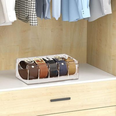 Belt Organizer for Closetï¼ŒBelt Holder for Closetï¼ŒTie and Belt Organizer for Closet,Belt Organizer with 5 Compartments Display Case