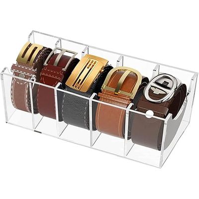 Belt Organizer for Closetï¼ŒBelt Holder for Closetï¼ŒTie and Belt Organizer for Closet,Belt Organizer with 5 Compartments Display Case