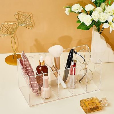 2 Pieces Belt Organizer Clear Acrylic Belt Storage Holder 5 Compartments Belt Display Case Bow Tie Organizer Belt Container Storage Holder for Men Closet Tie Bow Tie Watch Jewelry Cosmetics Makeup
