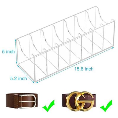 Belt Organizer, Acrylic Belt Storage Holder for The Closet, 7 Compartments Display Case for Tie and Bow Tie
