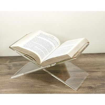 Transparent Clear Acrylic Book Holder 2 Piece Reading Stand for Open and Closed Books, Magazines, Textbooks