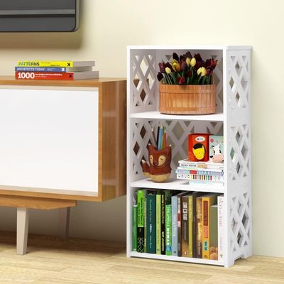  3 Tier Kids Small Bookshelf, Book Organizer Storage Case Open Shelf Rack, Display Shelves for Bedroom Living Room Bathroom Office, White
