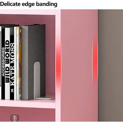 MDF/MDP Book Shelf, Bookcase, Cabinet, Bookrack, Many Shelves, Ideal for Living Room, Bedroom, Office, Book Room, DIY Assembly (A-Pink)

