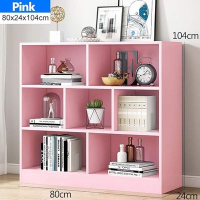 MDF/MDP Book Shelf, Bookcase, Cabinet, Bookrack, Many Shelves, Ideal for Living Room, Bedroom, Office, Book Room, DIY Assembly (A-Pink)
