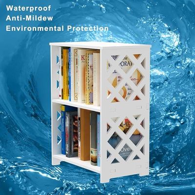 Small Bookcase, White Bookshelf, Bedside End Table, Small Table Shelf for Small Spaces, Living Room, Bedroom, Dorms, Office
