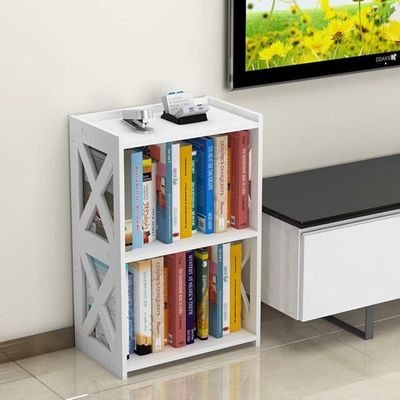 Side Table, 3 Tier 2 Shelf Small Bookshelf Bookcase for Small Spaces, Bedside End Table Nightstand, Kids Book Storage Shelves for Bedroom Living Room Office, White
