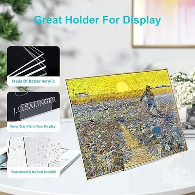 Acrylic Book Stand with Ledge,Clear Acrylic Display Easel, Clear Tablet Holder for Displaying Pictures,Books,Music Sheets,Notebooks, Artworks, CDs, etc.(5PC Small)
