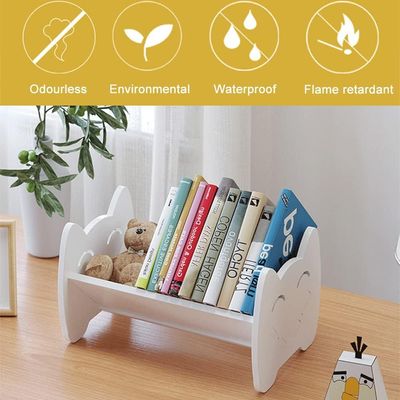 Children Bookcase Small Desktop Kids Bookshelf Storage Display Rack, White Book Organiser for Children's Room(White)
