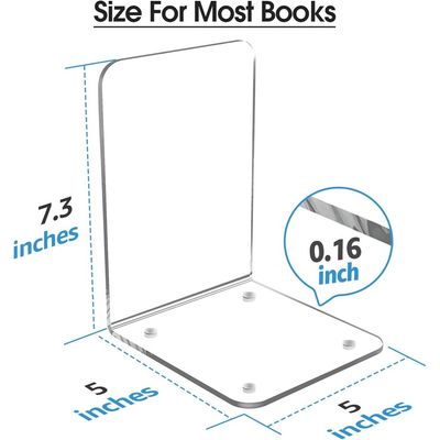 Bookends Acrylic Book Ends Clear Book Ends for Shelves Decorative bookends for Shelves Non-Skid Book End Heavy Duty Bookend Book Holders for Shelves Book Stoppers (3 Pairs/6 Pieces, Large)
