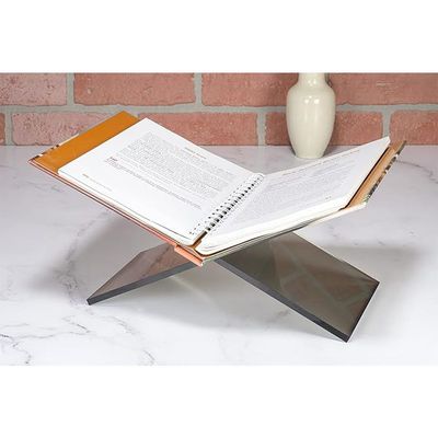 Transparent Grey Acrylic Book Holder 2 Piece Reading Stand for Open and Closed Books, Magazines, Textbooks