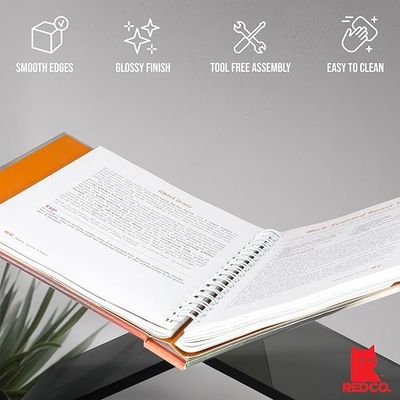 Transparent Grey Acrylic Book Holder 2 Piece Reading Stand for Open and Closed Books, Magazines, Textbooks