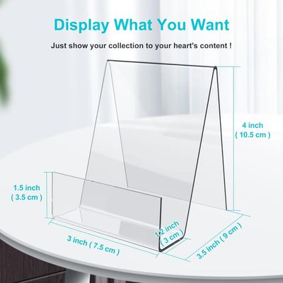Acrylic Book Stand with Ledge,6PC 4 Inch Clear Acrylic Display Easel Transparent Display Stand Holder Tablet Holder for Displaying Books,Magazine,Plate,Pictures,Artworks, CDs
