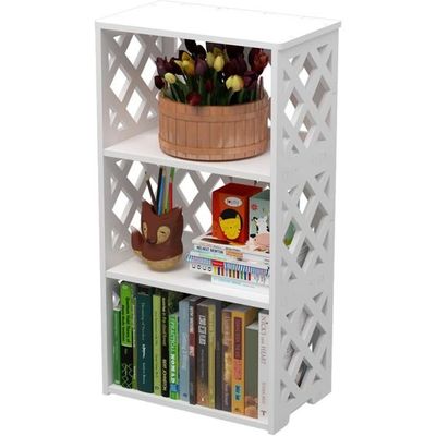 Bookcase 4 Tier, 3-Shelf Kids Bookshelf - Compact Book Organizer and Open Shelf Rack for Bedroom, Living Room, Office, Bathroom - Ideal Small Bookcase for Small Spaces - White
