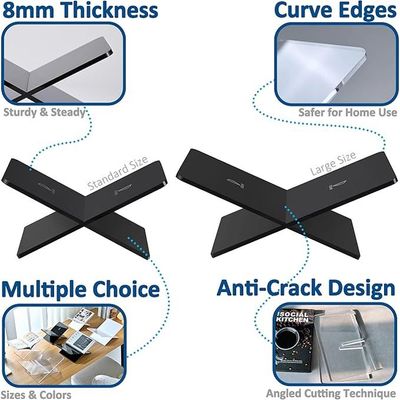 Acrylic Book Holder 11 x 7 x 6 in Open Large Book Display Stand for Cookbook Art Book Bible Guest Book, 2-Piece Coffee Table Book Stand for Reading (Black, Opaque)