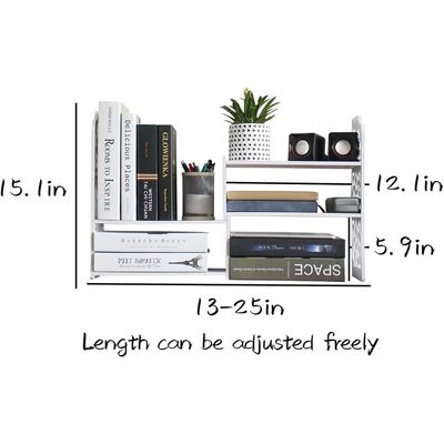 Small Bookshelf for Desktop Storage, Mini Cute Office Desk Shelves White Versatility Organizers for Women, Kids
