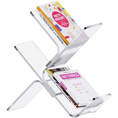 Acrylic Bookshelf Large Modern Clear Leaning Wall Bookshelf Standing Bookcase Tree Organizer Decorative Storage Rack (3-Tier Floor, Clear)