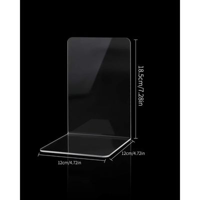 6 Pairs Clear Acrylic Bookends, Acrylic Book Ends for Book Shelves, Non-Slip Desktop Book Organizer Stationery Bookracks for School Supplies Library Books Office Book Holder