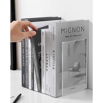 6 Pairs Clear Acrylic Bookends, Acrylic Book Ends for Book Shelves, Non-Slip Desktop Book Organizer Stationery Bookracks for School Supplies Library Books Office Book Holder