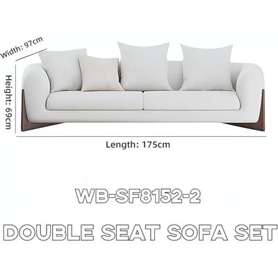 Soft Wool Plush Sofa Set, Walnut Legs, Overall Solid Wood Frame Sofa and High Density Memory Foam Sofa Cushion,Modern Minimalist Cream White Style Living Room Sofa Sets