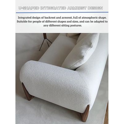 Soft Wool Plush Sofa Set, Walnut Legs, Overall Solid Wood Frame Sofa and High Density Memory Foam Sofa Cushion,Modern Minimalist Cream White Style Living Room Sofa Sets